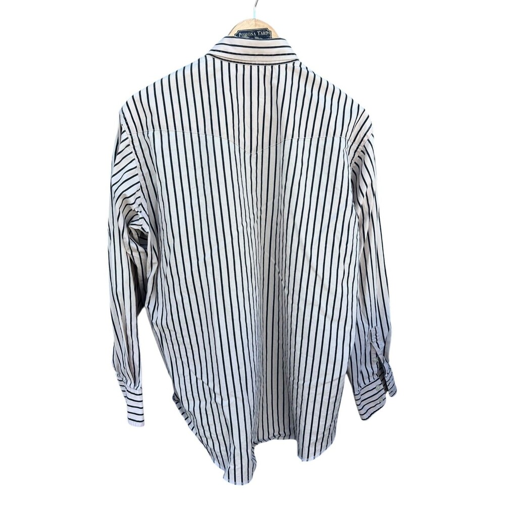 Wrangler Gold Men's Vintage Shirt Single Needle Long Sleeve Stripe Size LARGE - Picture 2 of 6